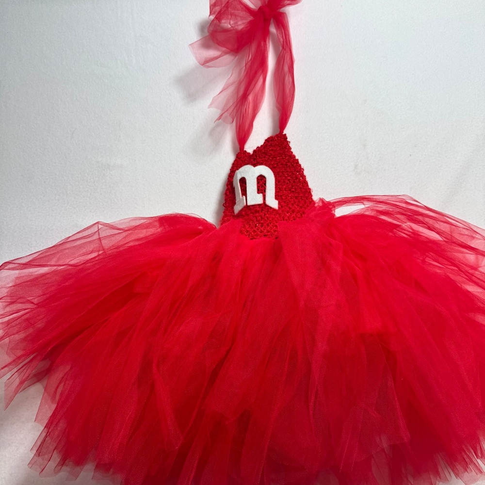 Girls Red Candy Character Tutu Dress Costume Handmade Halloween Birthday Party